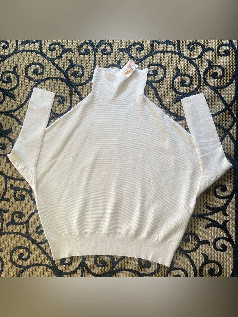 White Turtleneck Dolman Sweater - Lightweight Cozy Pullover